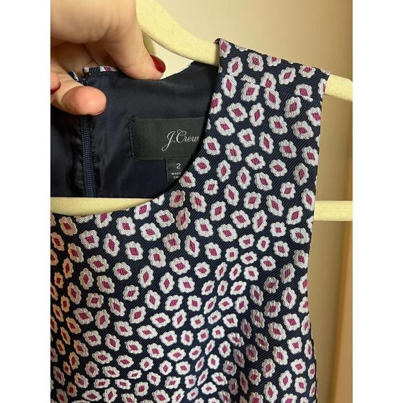 J. Crew Navy Sleeveless Dress Piper Foulard Sz. 2 - Picture 6 of 9